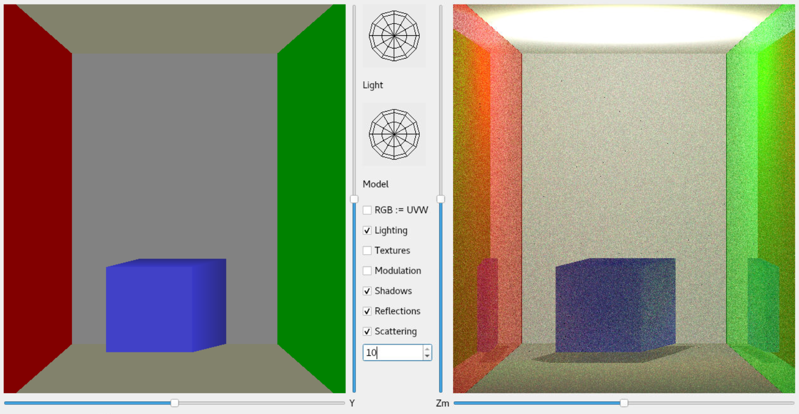 Example images generated by OpenGL and Raytracer