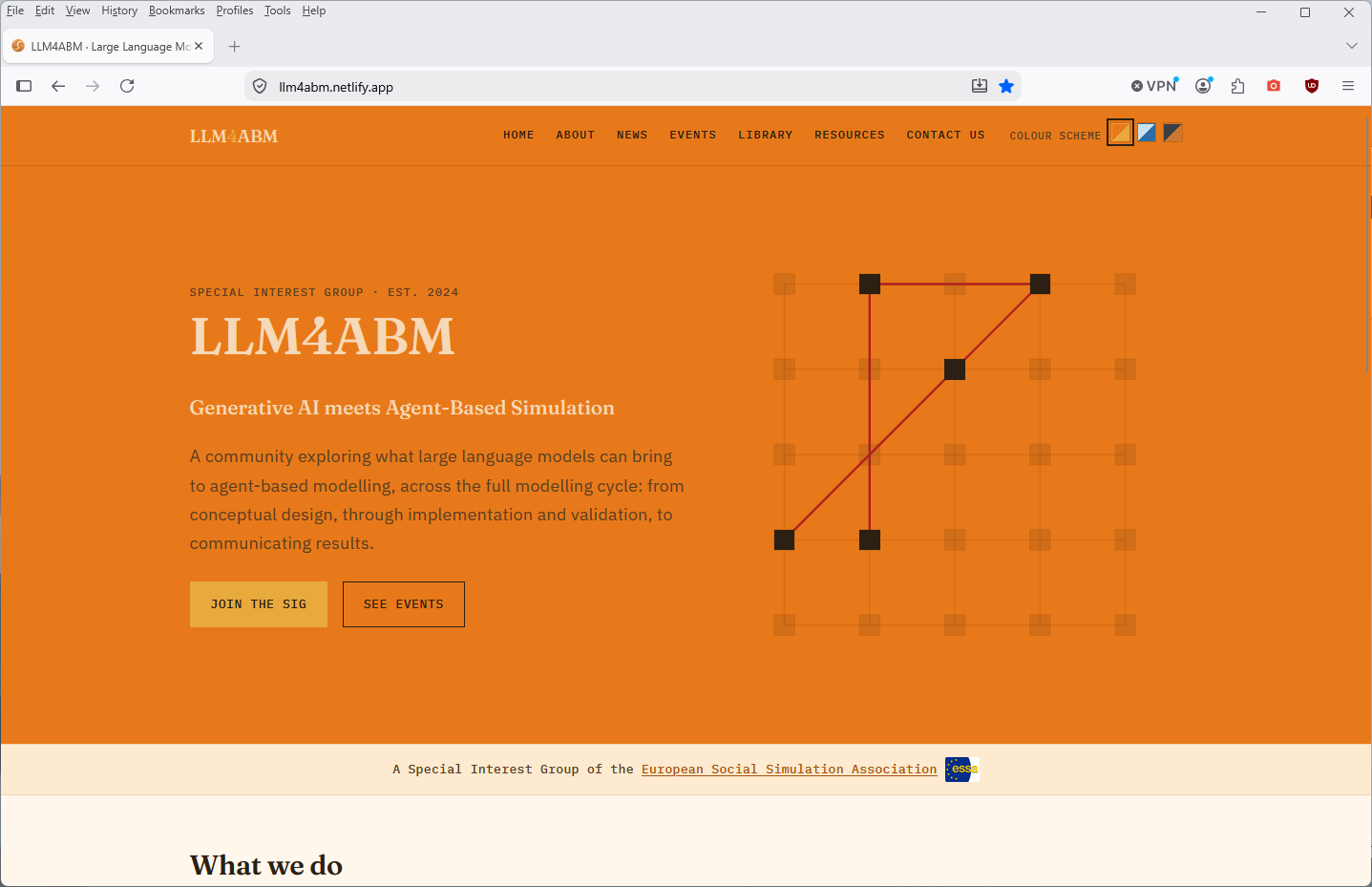 Screenshot of the LLM4ABM website home page