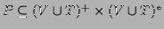 $ P\subseteq (V\cup
T)^+\times(V\cup T)^*$